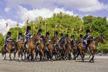 Brüksel, Belçika - 20 Mayıs 2018: Belçika Süvarileri kirletmeye başladı 