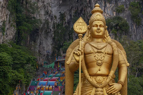 Grande Estátua Hindu Deus Murugan Batu Cavernas Templo Hindu Marco — Fotografia de Stock