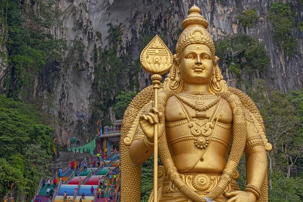 Grande Estátua Hindu Deus Murugan Batu Cavernas Templo Hindu Marco — Fotografia de Stock