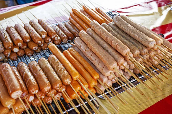 Sate Embutidos Malasios Comida Callejera Mercado Nocturno Langkawi —  Fotos de Stock