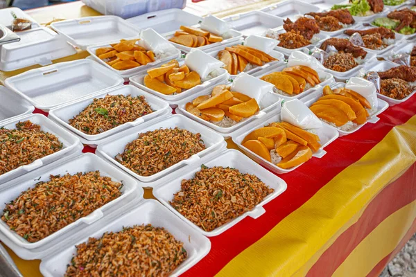 Nasi Lemak Comida Tradicional Malaya Mercado Nocturno Isla Lankawi —  Fotos de Stock