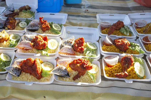 Nasi Lemak Comida Tradicional Malaia Mercado Noturno Ilha Lankawi — Fotografia de Stock