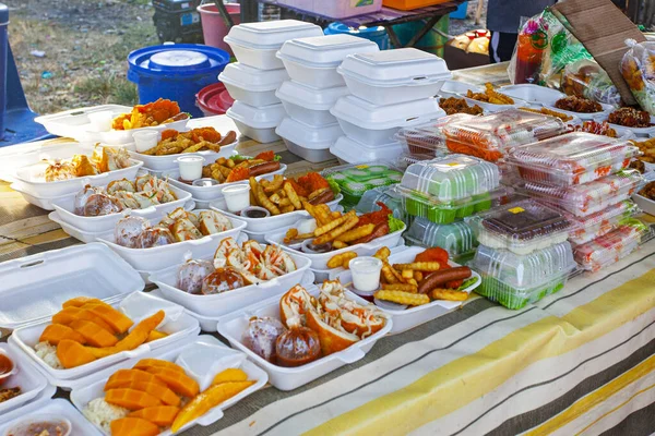 Nasi Lemak Comida Tradicional Malaya Mercado Nocturno Isla Lankawi — Foto de Stock