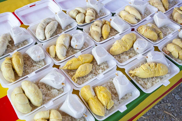 Durian Riz Saucisse Cuisine Traditionnelle Malaisienne Sur Marché — Photo