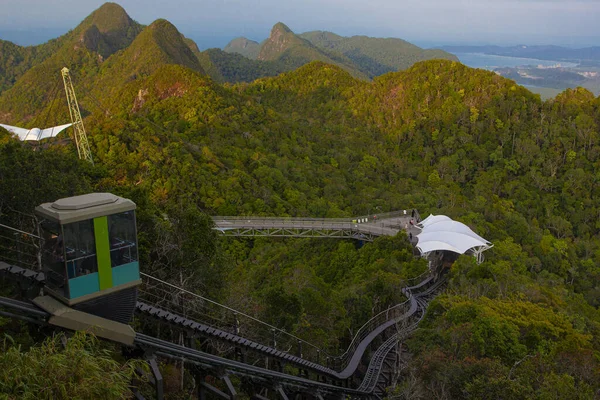 Słynny Sky Bridge Jeden Symboli Malezji Wyspie Langkawi — Zdjęcie stockowe