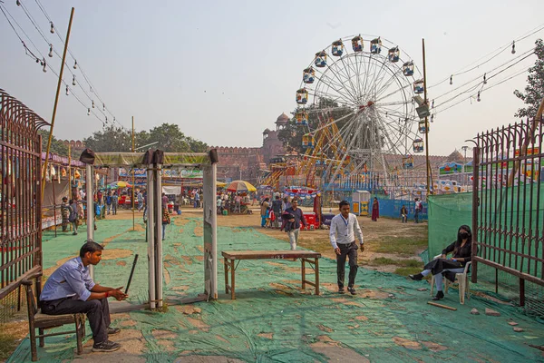 Delhi India Listopadu 2019 Lidé Užívají Velké Kolo Zábavním Parku — Stock fotografie