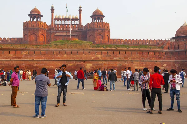 Old Delhi November 2019 Het Rode Fort Dit Rode Zandstenen — Stockfoto