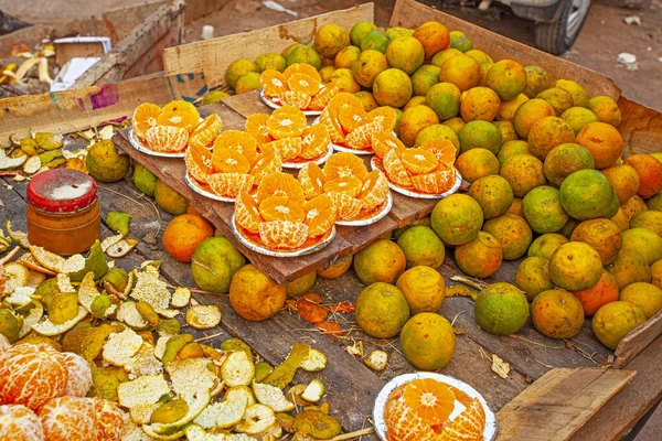 Čerstvé Pomeranče Ulici Obchod Starém Dillí Indie — Stock fotografie