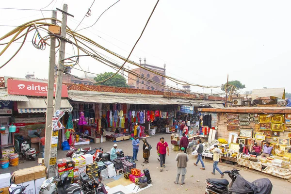 New Delhi India November 2019 Busy Market Streets Colorful Houses — Stock Photo, Image