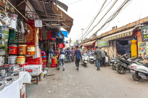 印度德里 2019年11月21日 印度老德里钱迪克大街上的人口与交通 — 图库照片