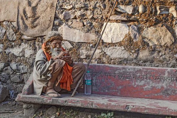 Rishikesh Uttarakhand India December 2019 인도의 힌두교 Sadhu 한스와그 주변의 — 스톡 사진