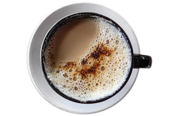 Tasse Milchkaffee Mit Schaum Isoliert — Stockfoto