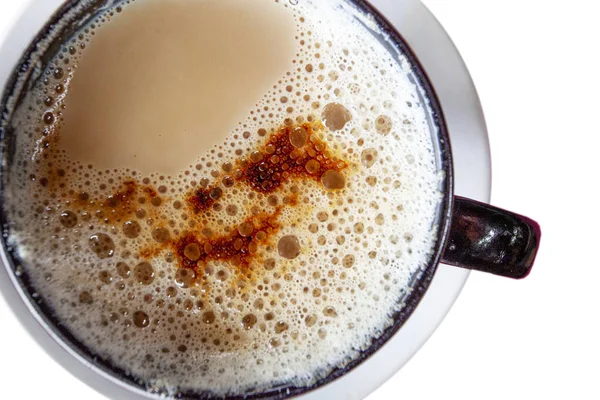 Filiżanka Kawy Mlecznej Izolowaną Pianką — Zdjęcie stockowe