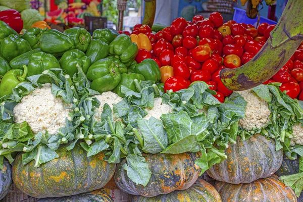 Cauliflower Tomatos Other Vegetables Market Kerala India — Stock Photo, Image