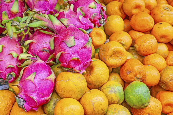 Pitaya Arance Mele Nel Mercato Kerala India Meridionale — Foto Stock
