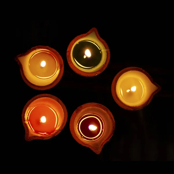 Färgglada Ljus Glaset Flamreflekterande Royaltyfria Stockfoton