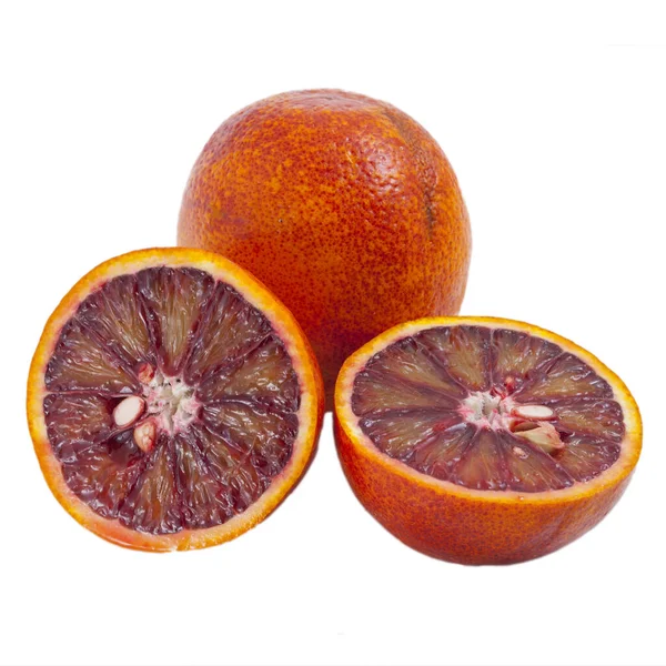 Rote Sizilianische Orange Isoliert Auf Weiß — Stockfoto