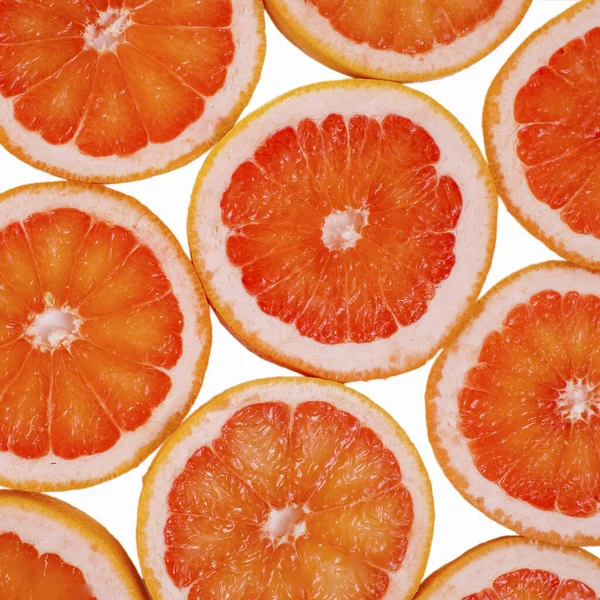 Friss Piros Lédús Swee Szeletelt Grapefruit Citrusfélék Háttér — Stock Fotó