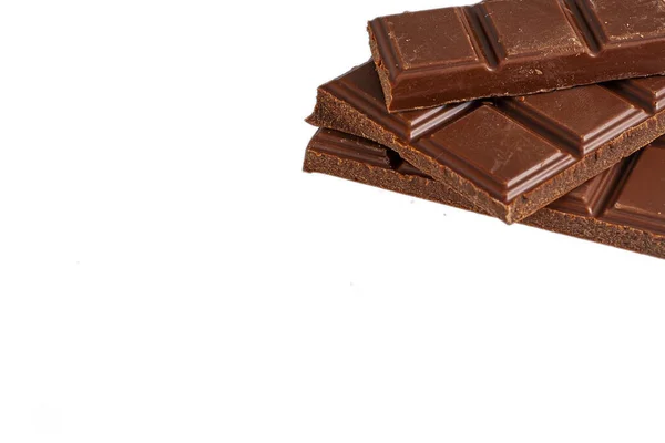 Sabroso Chocolate Negro Leche Dulce Sobre Fondo Blanco — Foto de Stock
