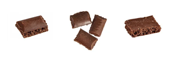 从白色中分离出来的豆浆黑巧克力 — 图库照片