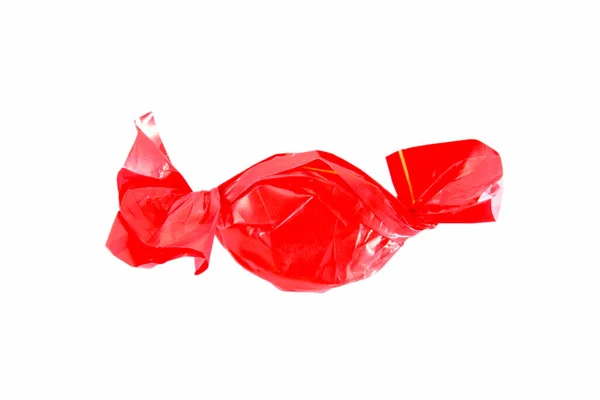 Bonbons Roter Verpackung Isoliert Auf Weißem Papier — Stockfoto