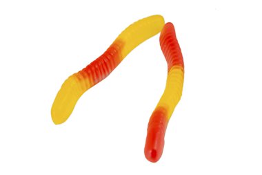 Beyaz arka plan izolasyonunda jöle ya da yılan şekeri