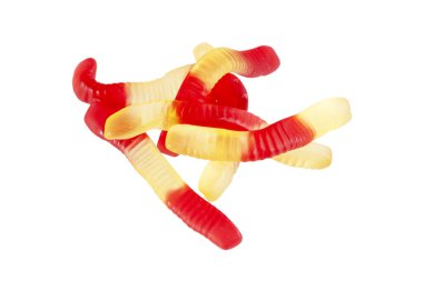 Beyaz arka plan izolasyonunda jöle ya da yılan şekeri