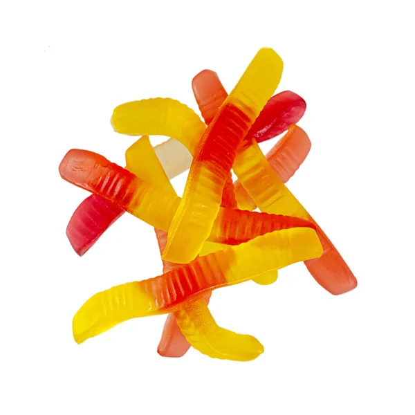 Jelly Worms Snakes Candies White Background Isolation — Stock Photo, Image