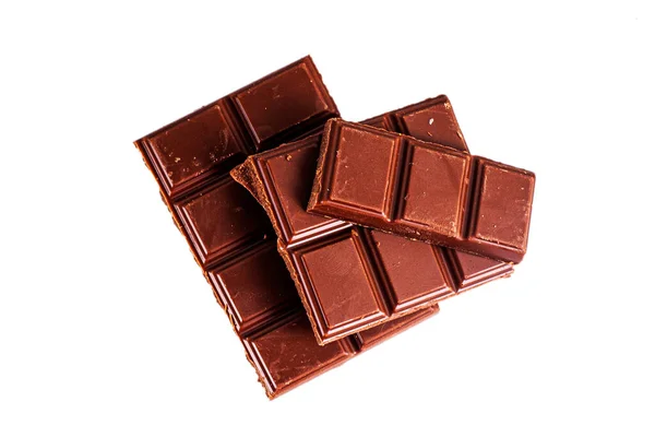 Leckere Süße Schwarze Vollmilch Schokolade Auf Weißem Hintergrund — Stockfoto