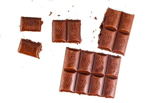 Chocolate Preto Leite Poroso Isolado Branco — Fotografia de Stock