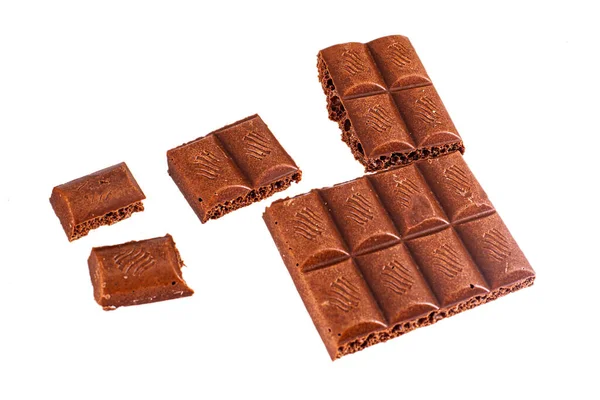 Chocolate Preto Leite Poroso Isolado Branco — Fotografia de Stock