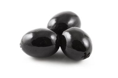 Siyah zeytin - appilatörler, beyaz arkaplanda izole edilmiş.