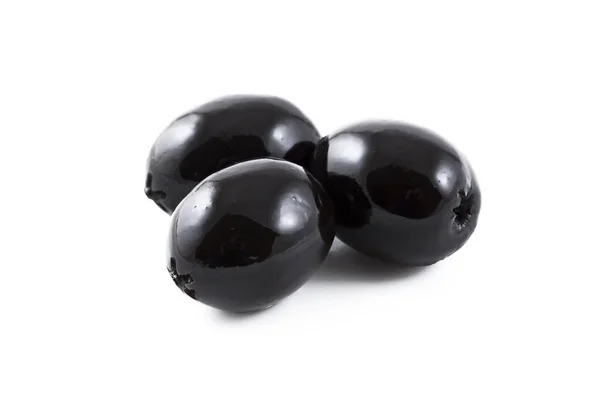 Olives Noires Appétissantes Isolées Sur Fond Blanc — Photo