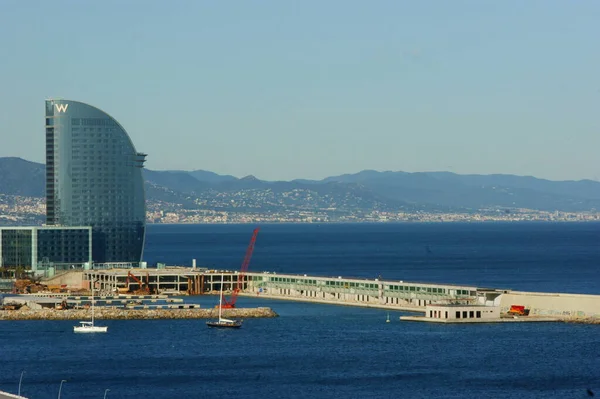 Widok Barcellona Szczegóły Port Historyczne Budynki — Zdjęcie stockowe