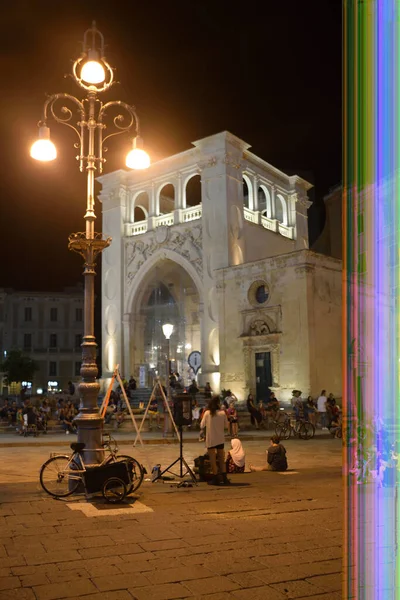 Monumentos Edificios Historia Lecce Noche —  Fotos de Stock