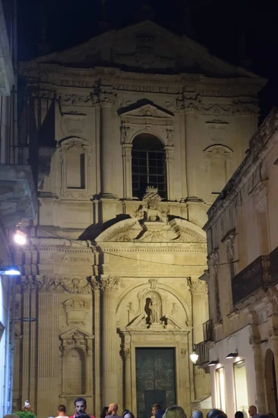 Monumentos Edifícios História Lecce Noite — Fotografia de Stock