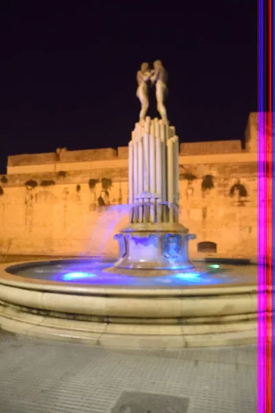 Monumentos Edificios Historia Lecce Noche —  Fotos de Stock