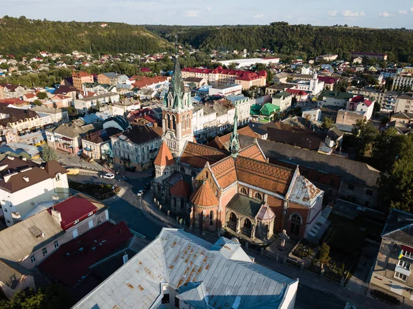 Vue aérienne de l'église dominicaine de Chortkiv — Photo