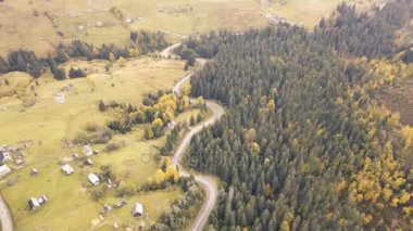 Diğer sonbahar uçan Karpat Dağları yakınında Kryvopillia tarafından otomatik yol geçiş, Ukrayna