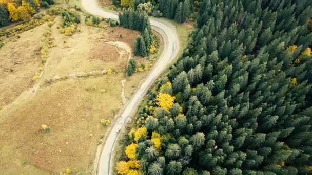 Літаючих Інших Осінь Карпатських Гір Біля Kryvopillia Авто Дороги Прохід — стокове відео