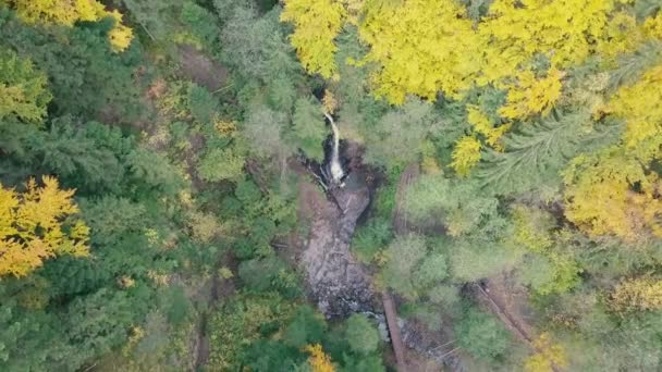 Luftaufnahmen Von Schönen Orten Den Karpaten Wasserfall Zhenetskyi Huk Ukraine — Stockvideo