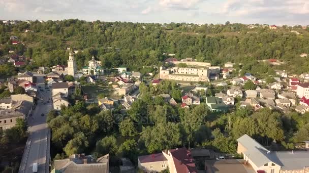 Luchtfoto Midden Van Chortkiv Stad Met Kasteel Van Golskyi Regio — Stockvideo