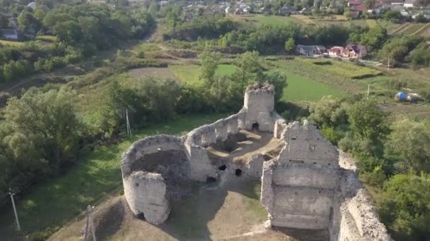 Flygfoto Till Urgamla Slott Sidorov Ternopil Region Ukraina — Stockvideo