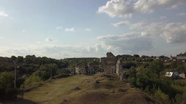 Letecký Pohled Starého Hradu Sidorov Regionu Ternopil Ukrajina — Stock video