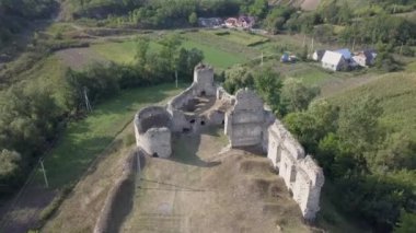 Antik kale Sidorov, Ternopil bölgesi, Ukrayna için havadan görünümü