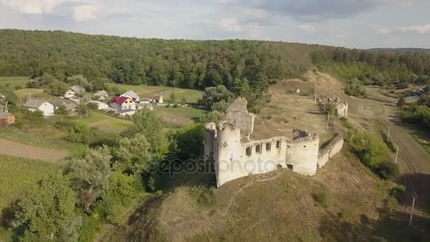 Luftaufnahme Der Alten Burg Sidorov Ternopil Region Ukraine — Stockvideo