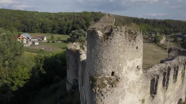 Antik Kale Sidorov Ternopil Bölgesi Ukrayna Için Havadan Görünümü — Stok video