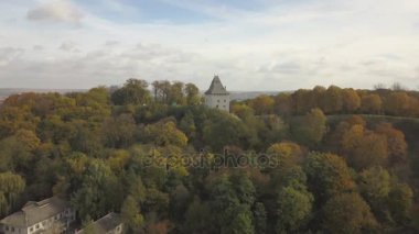 Galych - Ukrayna, 14 Ekim 2017: Havadan görünümü için antik kale Galych City, Ivano-Frankivsk region, Ukrayna