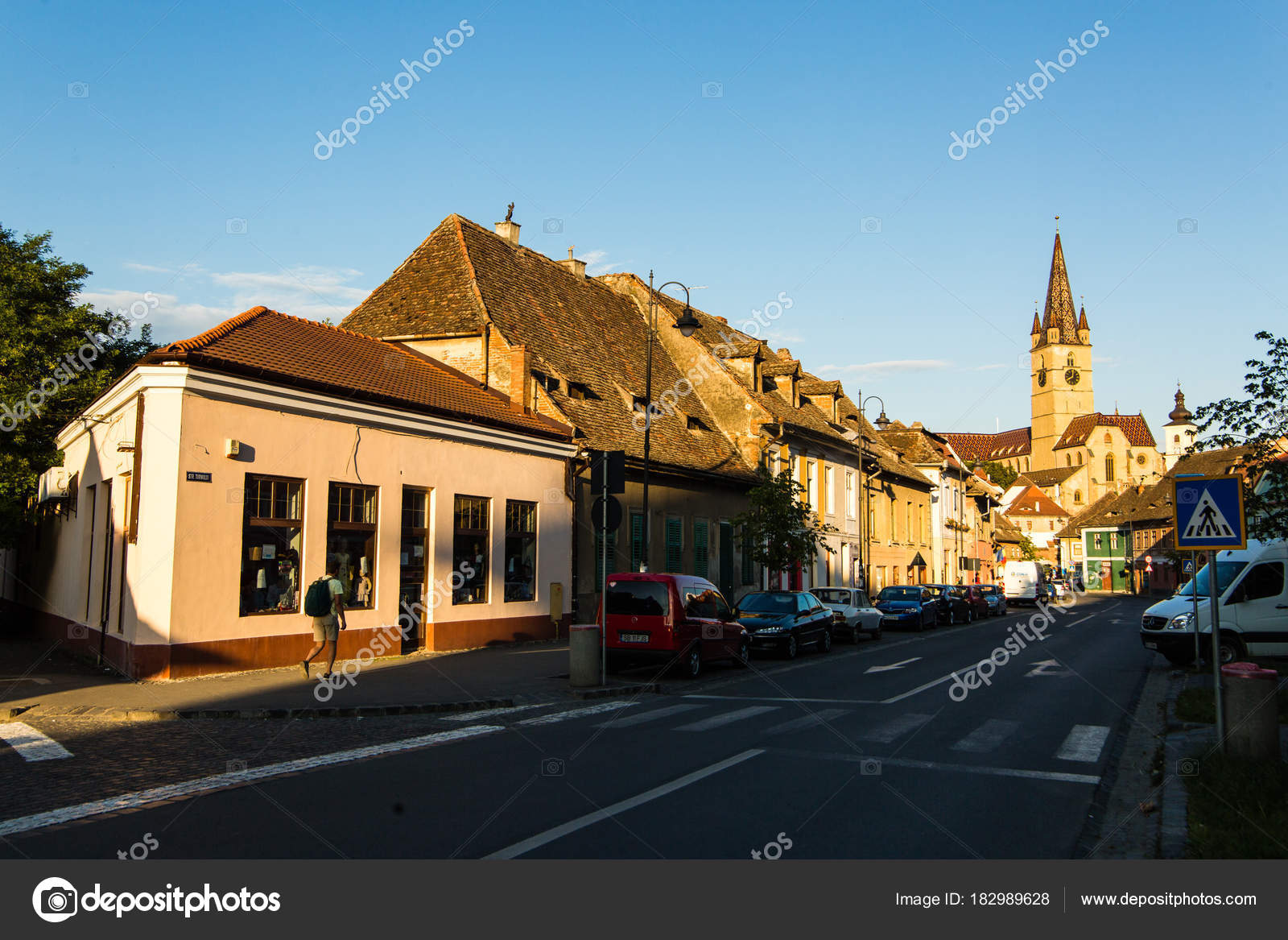 Sibiu (Hermannstadt) in Transylvania Stock Photo - Image of street