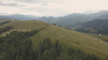 Yaz Karpat Dağları yakınlarında Dzembronya Köyü, Ukrayna uçan